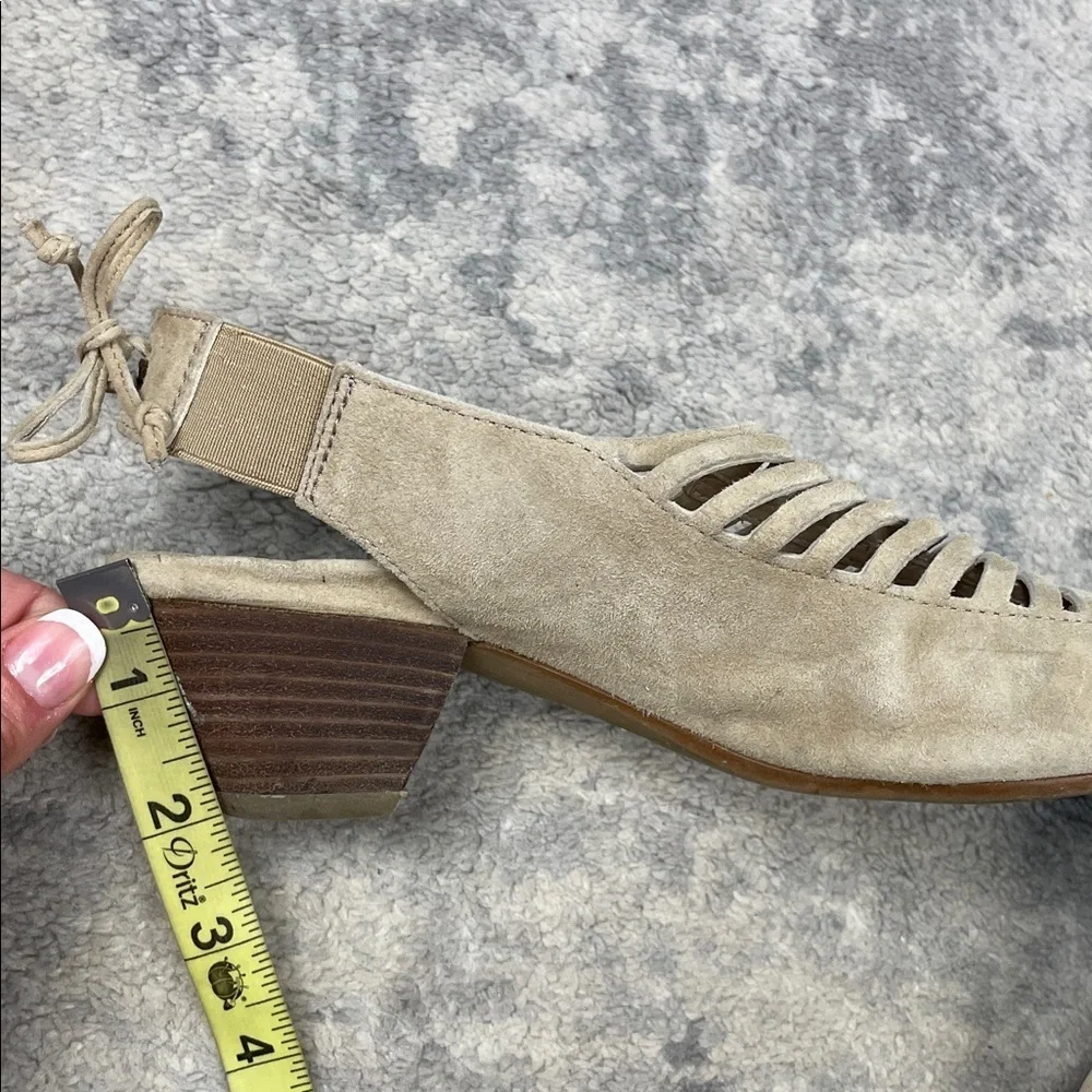 Paul Green Trisha Nubuck Leather Slingback Mid Heel Sandals Cut Out Sz 7